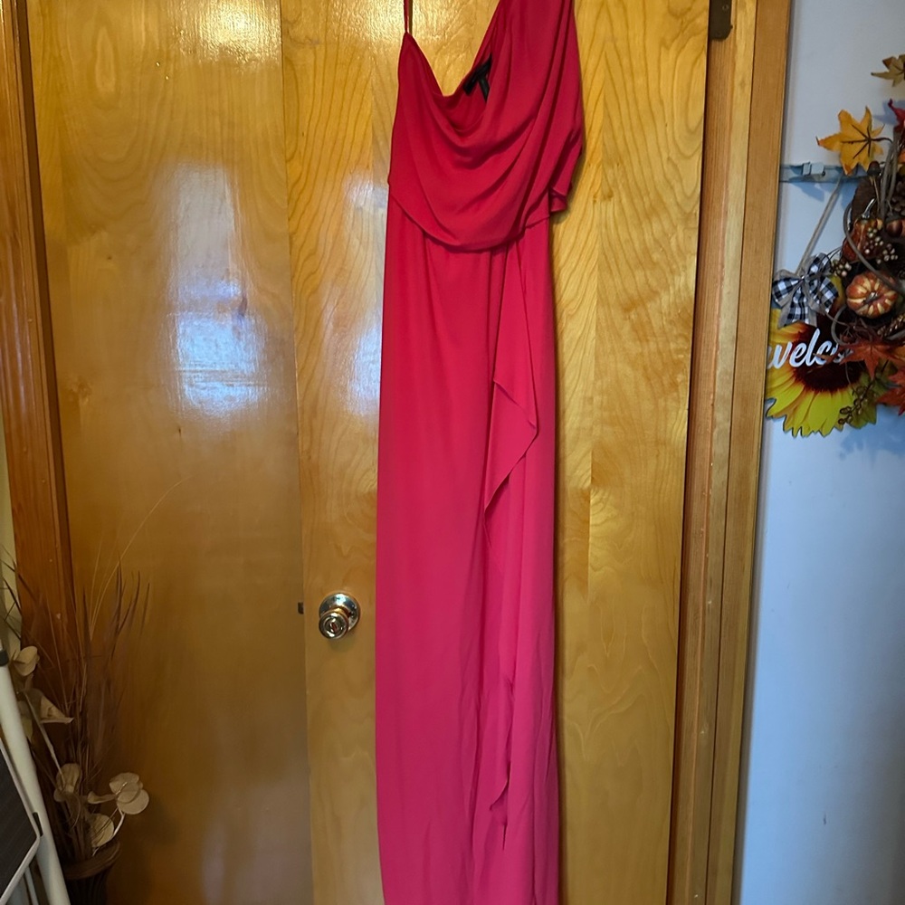 BCBGMaxAzria Pink Asymmetrical Ruched Gown